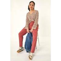 Roman Women's Casual Elastic Waist Cargo Stretch Trousers in Rose | Size: 20
