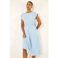 Roman Women's T-Shirt Pocket Detail Midi Dress in Light Blue | Size: 20