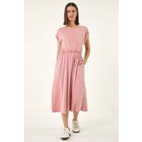 Roman Women's T-Shirt Pocket Detail Midi Dress in Pink | Size: 10
