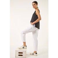 Roman Women's Casual Elastic Waist Cargo Stretch Trousers in White | Size: 14