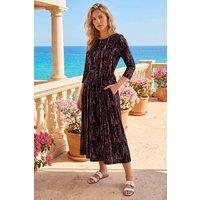 Roman Women's Abstract Print Stretch Midi Dress in Plum | Size: 12