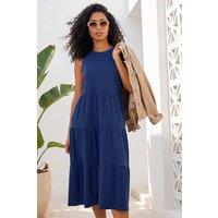 Roman Women's Tiered Midi Smock Dress in Navy | Size: 20