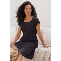 Roman Women's Cotton Trim Detail Mini Dress in Black | Size: 20