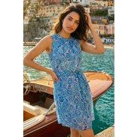 Dusk Women's Floral Shimmer Tie Waist Dress in Blue | Size: 14
