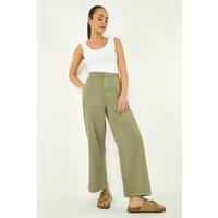 Roman Women's Petite Stitch Detail Trouser in Khaki | Size: 18