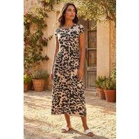 Roman Women's Abstract Print Stretch Midi Dress in Stone | Size: 10