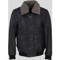 Ashwood Leather Men's 'Pilot' Genuine Leather Bomber Jacket with Removable Fur Collar in Chocolate | Size: 4XL