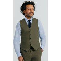 Dobell Men's Green Linen Twill Waistcoat | Size: Large