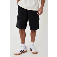Threadbare Men's Baggy Fit Cotton Cargo Shorts in Black | Size: 36R