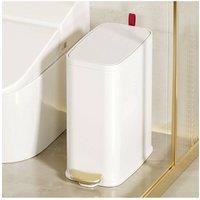 Living and Home 5L Smudge-Resistant Frosted Stainless Steel Rubbish Bin Soft-Close Foot Pedal Dustbin Kitchen Bathroom Trash Can in White