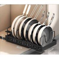 Living and Home 8-Tier Pan Rack Plate Pan Lid Storage Organiser Cookware Holder in Black
