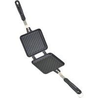 Living and Home 2-Sided Sandwich Grill Pan Aluminum Cast Breakfast Mold in Black