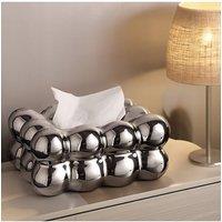Living and Home Stylish Cloud-Shaped Ceramic Tissue Box Cover Decorative Napkin Holder Tissue Dispenser Storage Container in Silver