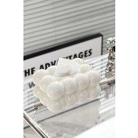 H&O Direct Ceramic Tissue Box White Minimalist Design for Home Decor