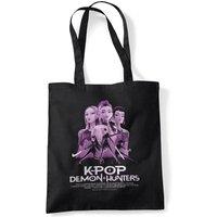 Netflix Kpop Demon Hunters Purple Huntrix Billboard Poster Tote Bag, Black