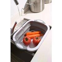 Living and Home 3-in-1 Collapsible Cutting Board Drain Basket Dish Tub in Grey