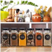 Living and Home 24/12Pcs Glass Spice Jars Spice Bottle Salt Seasoning Jars with Metal Screw Lid in Black | Size: 24 Pack