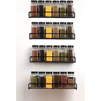 Living and Home 4Pcs Wall-mounted Spice Racks and 12/24pcs 120ML Spice Jars Set in Black | Size: 24 Pack