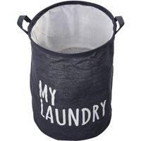 Living and Home Linen Laundry Hamper with Drawstring in Dark Blue