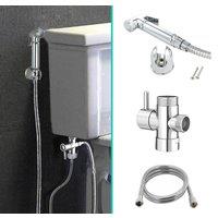 Nes Home Handheld Hygienic Douche Toilet Shataf Bidet Shower Spray & Diverter Set in Silver