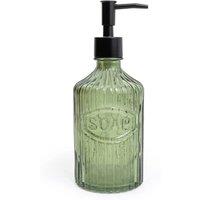 Candlelight Apothecary Glass Soap Dispenser With Black Pump in Olive