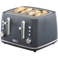 Daewoo 'Cascade' 4-Slice Toaster Ridge Textured Finish Defrost Reheat Cancel in Navy | Size: Large