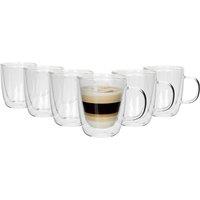 Rink Drink 6x Double Walled Coffee Mugs - 386ml - Heat Resistant Glass Cups in Clear