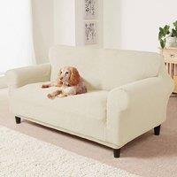 Coopers of Stortford Stretch Sofa Cover Cream for 2 Seater