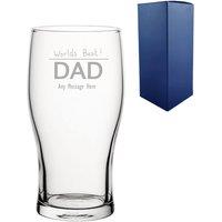 Uniqueful Personalised Engraved Fathers Day Pint Glass for Dad in Clear | Size: 20oz (550ml)