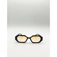 SVNX Oval Geomentric Sunglasses in Black Orange