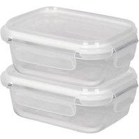 Harbour Housewares 370ml Glass Food Storage Containers - Airtight Meal Prep Tubs - 2 Pack in White