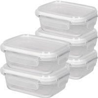 Harbour Housewares 370ml Glass Food Storage Containers - Airtight Meal Prep Tubs - 5 Pack in White