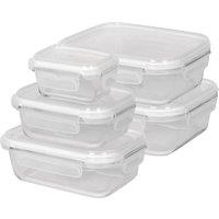 Harbour Housewares Glass Food Storage Container Set - 5 Sizes - 5pc Meal Prep Tubs in White