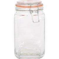 Argon Tableware Square Glass Jar with Clip-Top Lid - 1.25L in Clear