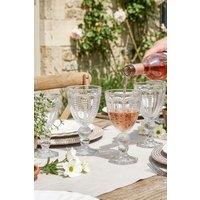 Dibor Set of 4 Vintage Luxury Spring Summer Clear Embossed Drinking Wine Goblet Glasses Wedding Gift 320ml | Size: 4 Pack