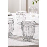 Dibor Set of 4 Vintage Luxury Spring Summer Clear Embossed Short Drinking Glass Whiskey Glass Tumblers Wine Goblets Wedding Gift 340ml | Size: 4 Pack