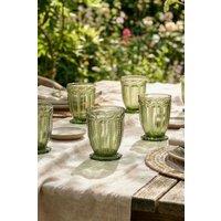 Dibor Set of 4 Vintage Luxury Spring Summer Green Embossed Short Whiskey Glass Tumblers Wine Goblets Wedding Gift 290ml | Size: 4 Pack