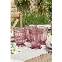 Dibor Set of 4 Vintage Luxury Spring Summer Purple Embossed Short Drinking Glass Whiskey Glass Tumblers Wedding Gift 290ml | Size: 4 Pack