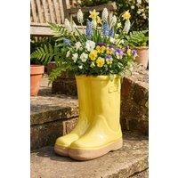 Dibor Small Yellow Wellington Boot Indoor Outdoor Flower Pot Garden Planter H17 x W15cm