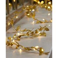 Dibor Golden Leaves Pre-Lit String Xmas Table Decor Christmas Garland 2m in Gold