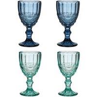 Dibor Set of 4 Vintage Luxury Spring Summer Sapphire Blue & Turquoise Drinking Wine Glass Wine Goblets Wedding Gift 350ml | Size: 4 Pack