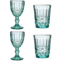 Dibor Set of 4 Vintage Luxury Spring Summer Turquoise Wine Glass Wine Goblets Wedding Gift & Drinking Glass Tumblers 350ml in Green | Size: 4 Pack