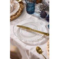 Dibor Set of 2 Parisian Glass Christmas Dinner Side Plates Dia 20cm in Clear | Size: 2 Pack