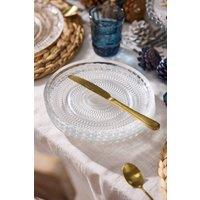 Dibor Set of 4 Parisian Glass Christmas Dinner Side Plates Dia 20cm in Clear | Size: 4 Pack
