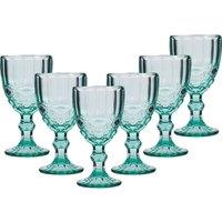 Dibor Set of 6 Vintage Luxury Spring Summer Turquoise Drinking Glass Wine Goblets Wedding Gift 350ml in Green | Size: 6 Pack