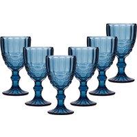 Dibor Set of 6 Vintage Luxury Spring Summer Sapphire Blue Drinking Wine Glass Wine Goblets Wedding Gift 350ml | Size: 6 Pack