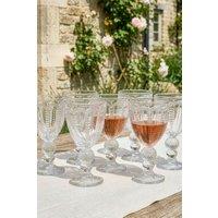 Dibor Set of 6 Vintage Luxury Spring Summer Clear Embossed Drinking Wine Goblet Glasses Wedding Gift 320ml | Size: 6 Pack