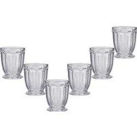 Dibor Set of 6 Vintage Luxury Spring Summer Clear Embossed Short Drinking Glass Whiskey Glass Tumblers Wine Goblets Wedding Gift 340ml | Size: 6 Pack