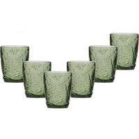 Dibor Set of 6 Vintage Luxury Spring Summer Green Leaf Embossed Drinking Glass Tumblers Wine Goblets Wedding Gift 260ml | Size: 6 Pack