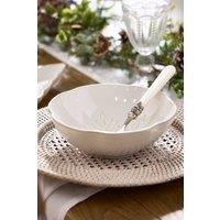 Dibor Set of 4 Luxury White Snowflake Christmas Dinner Bowls Dia 18cm | Size: 4 Pack